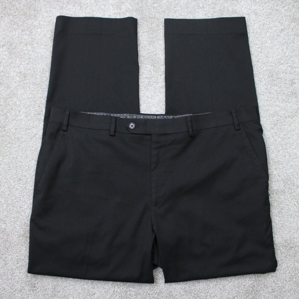 LAUREN Ralph Lauren Pants Mens 38x30 Black Flat‎ Front Polyester/Rayon Stretch